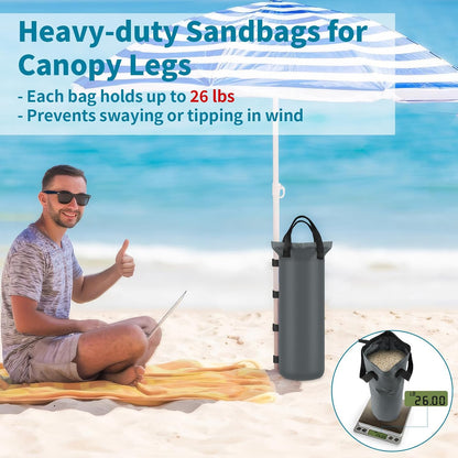 4 Pack Sand Bags 6x20 inch Heavy Duty for Canopy Tent Weights