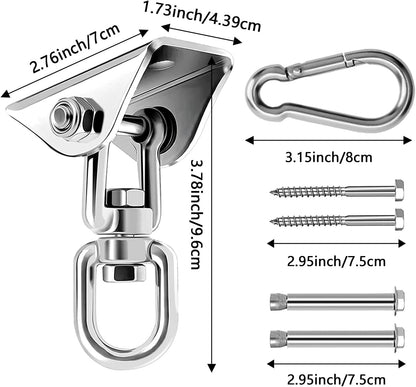 Heavy Duty Hammock Hanging Kit, 360° Rotating 1200 lb Swing Hangers for Hammock Chair Stand, Seat, Porch Swing, Yoga, Tree, Ceiling Mount, Indoor Outdoor Hanging Hardware Black | Pack of 2