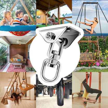 Heavy Duty Hammock Hanging Kit, 360° Rotating 1200 lb Swing Hangers for Hammock Chair Stand, Seat, Porch Swing, Yoga, Tree, Ceiling Mount, Indoor Outdoor Hanging Hardware Black | Pack of 2