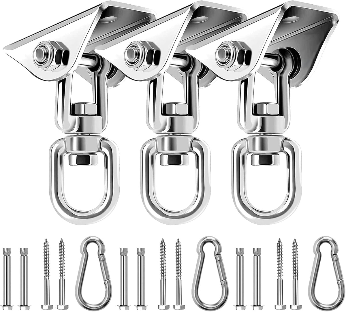 Heavy Duty Hammock Hanging Kit, 360° Rotating 1200 lb Swing Hangers for Hammock Chair Stand, Seat, Porch Swing, Yoga, Tree, Ceiling Mount, Indoor Outdoor Hanging Hardware Black | Pack of 2