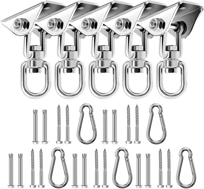 Heavy Duty Hammock Hanging Kit, 360° Rotating 1200 lb Swing Hangers for Hammock Chair Stand, Seat, Porch Swing, Yoga, Tree, Ceiling Mount, Indoor Outdoor Hanging Hardware Black | Pack of 2