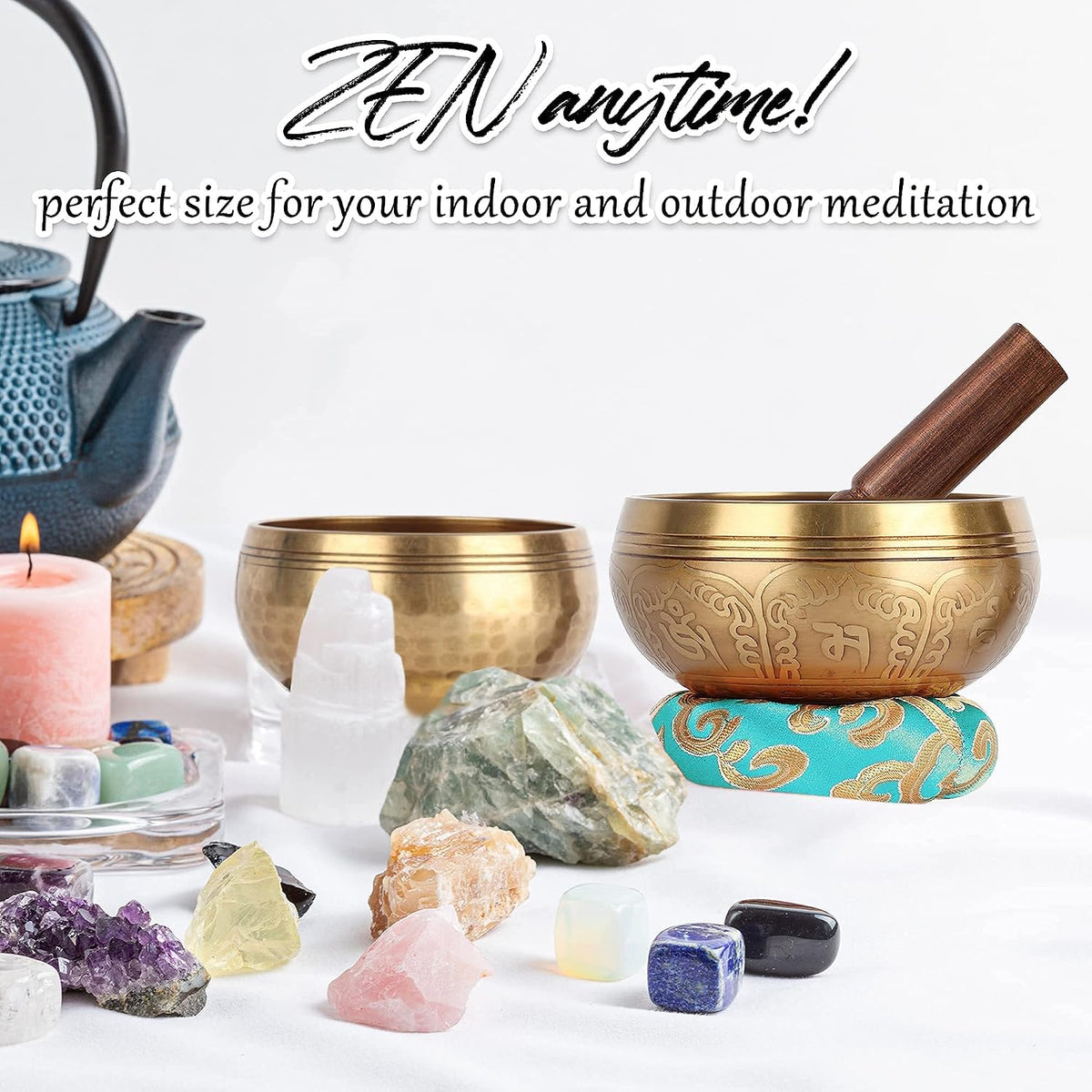 Relaehih 2-Pack Tibetan Singing Bowls Set, Nepal Sound Bowl Set for Yoga