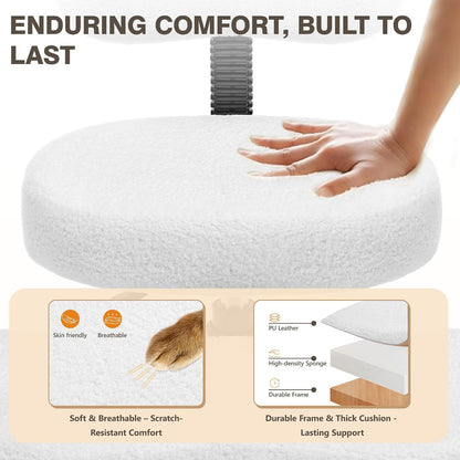 Cross Legged Office Chair, Criss Cross Desk Chair ADHD Meditation Kneeling Yoga Seat with Adjustable Height, Lumbar Support, Wider Footrest and Wheels (Pearl White)