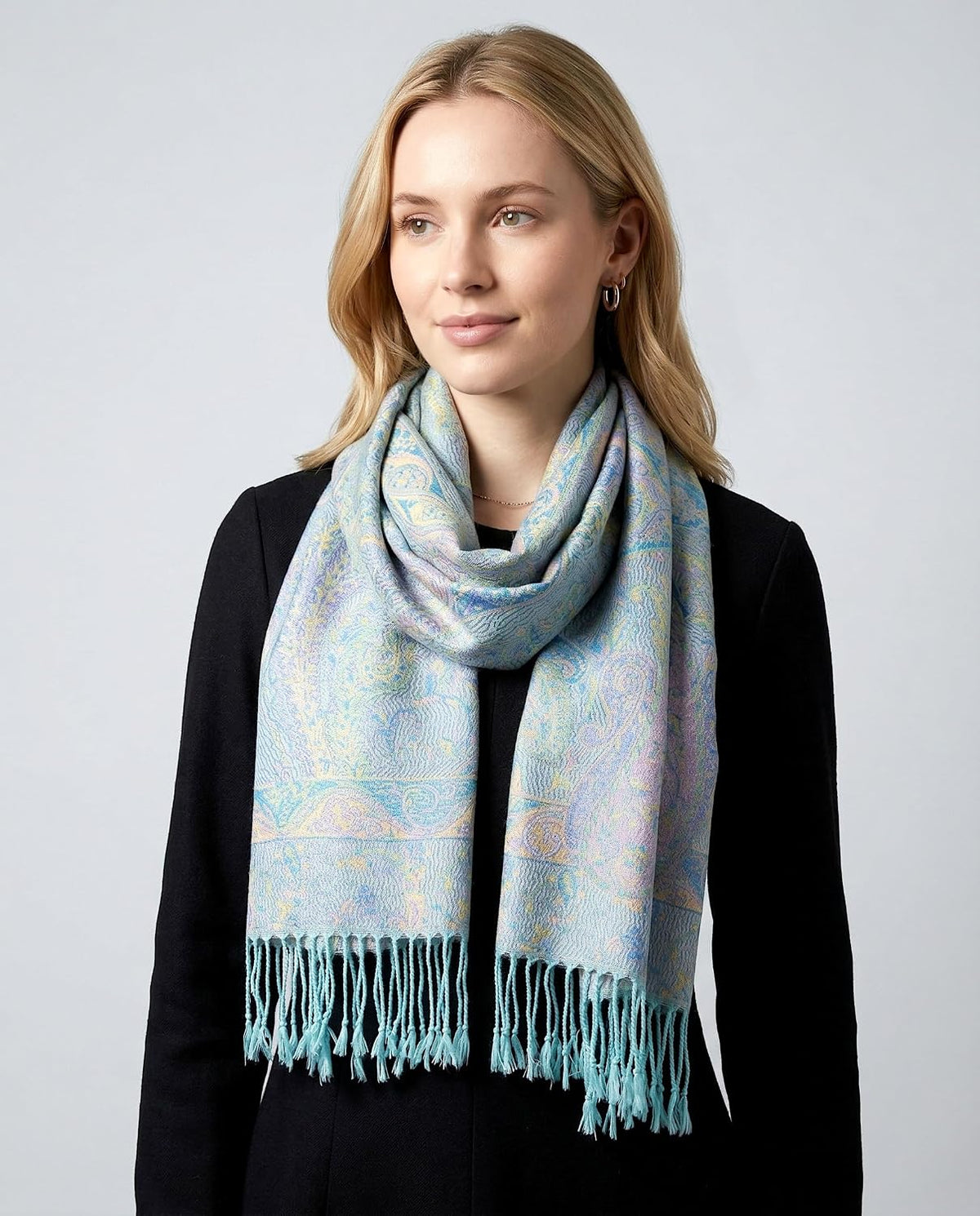 Reversible Paisley Pashmina Rave Scarf – Exotic Indian Shawls and Wraps for Evening Dresses, Festivals, All Seasons - Colors A