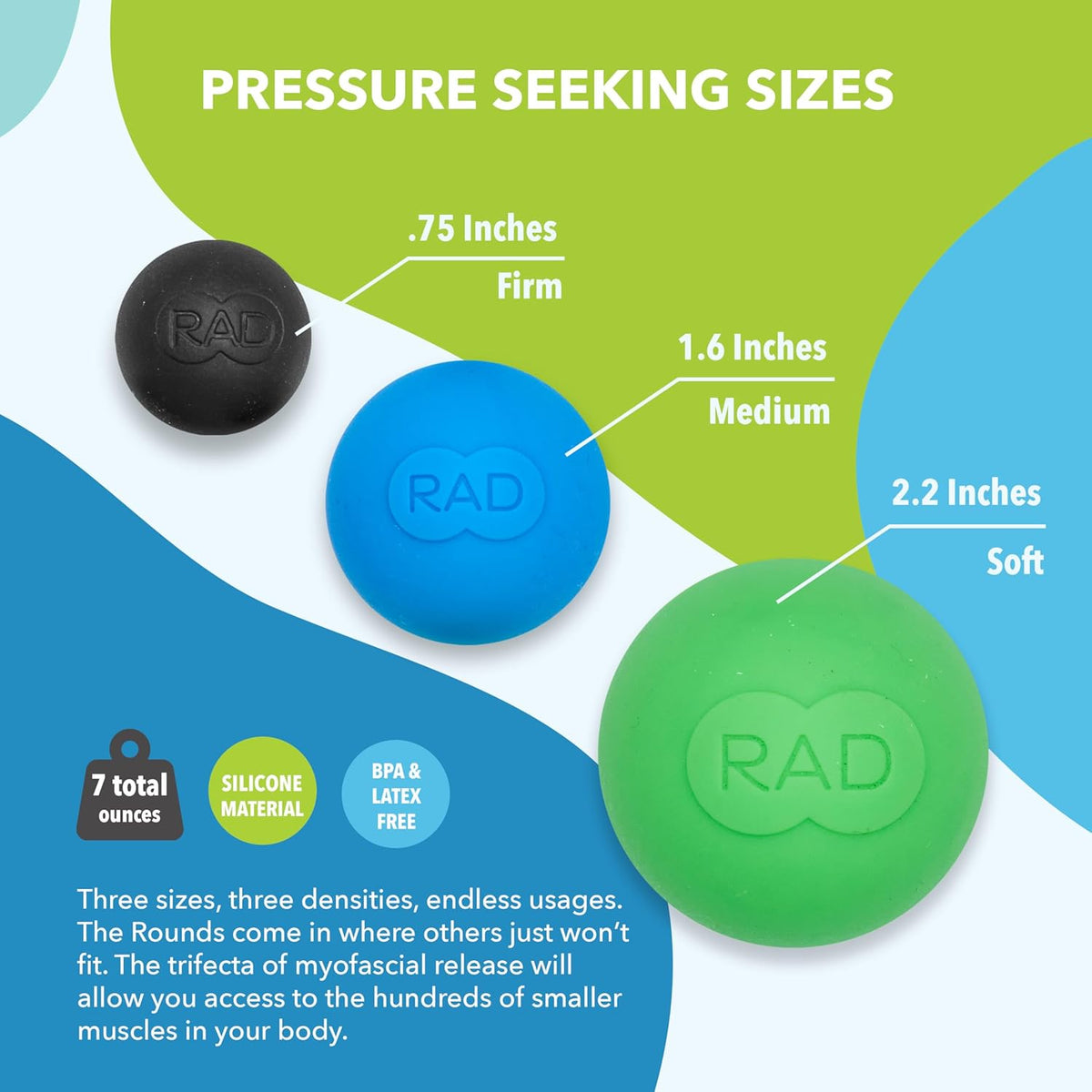 Rounds – 3 Density Yoga Massage Ball Set for Deep Tissue Myofascial Release – Therapy Balls for Feet, Back, Neck, Jaw & Forearms – Trigger Point & Mobility Therapy (3-Pack)