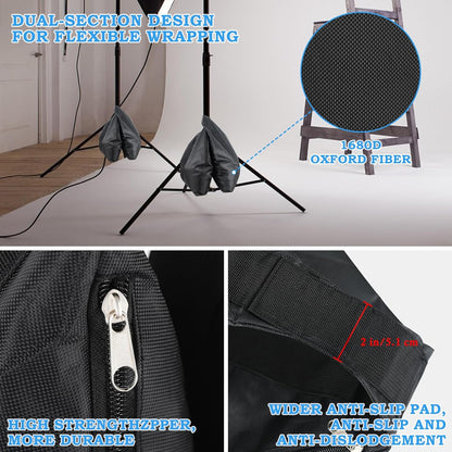 120LBS Large Sandbags Tripod Weights for Photography Set of 2, 1680D Oxford | Zipper Closure with Nylon Handle, Video Film Props Weight Sandbag for Backdrop Stand, Light Brackets, Tripods, Boom Arms