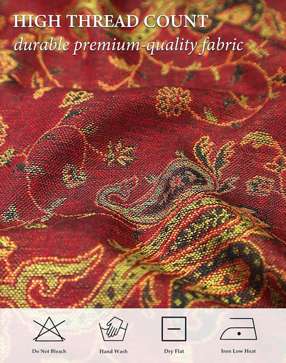 Reversible Paisley Pashmina Rave Scarf – Exotic Indian Shawls and Wraps for Evening Dresses, Festivals, All Seasons - Colors B