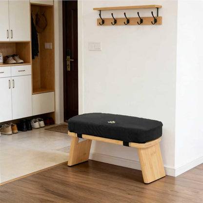 Bamboo Meditation Bench, Foldable Prayer Stool (Black)
