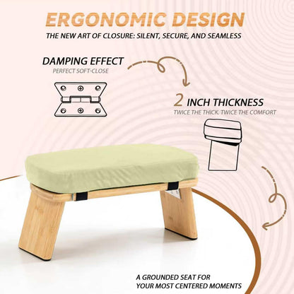 Bamboo Meditation Bench, Foldable Prayer Stool (Black)