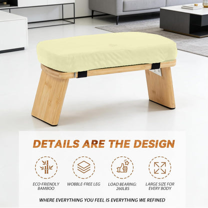 Bamboo Meditation Bench, Foldable Prayer Stool (Black)