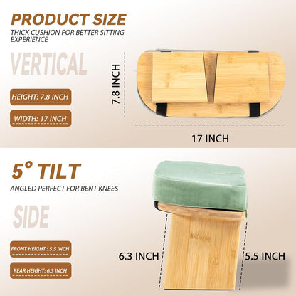 Bamboo Meditation Bench, Foldable Prayer Stool (Black)