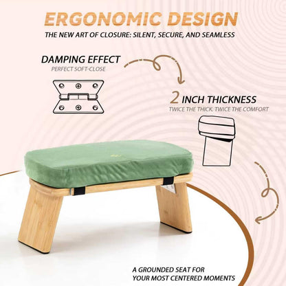 Bamboo Meditation Bench, Foldable Prayer Stool (Black)