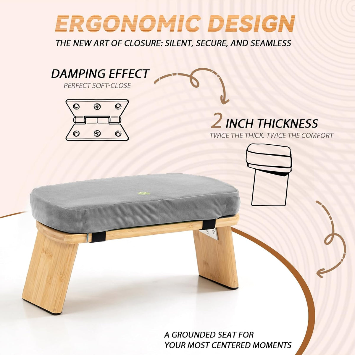 Bamboo Meditation Bench, Foldable Prayer Stool (Black)