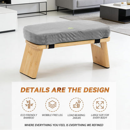 Bamboo Meditation Bench, Foldable Prayer Stool (Black)