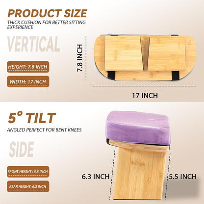 Bamboo Meditation Bench, Foldable Prayer Stool (Black)