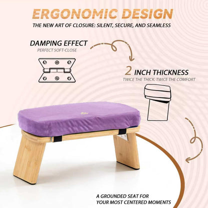 Bamboo Meditation Bench, Foldable Prayer Stool (Black)