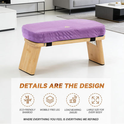 Bamboo Meditation Bench, Foldable Prayer Stool (Black)