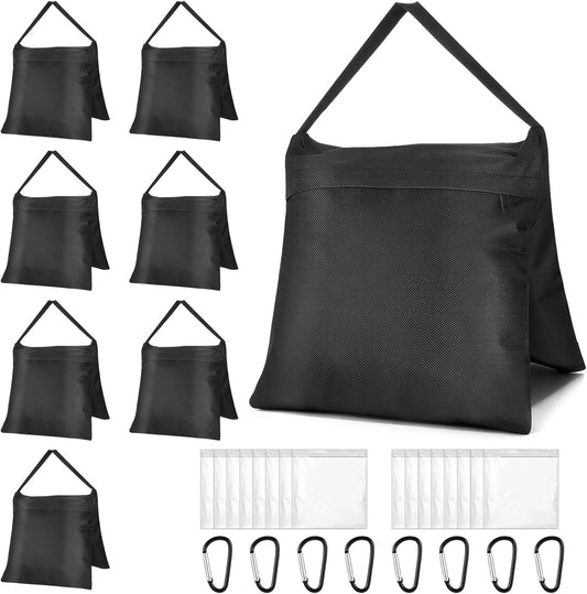 8 Packs Weighted Sand Bags, Heavy Duty Sandbags Weight Bags, Tripod Weight Sandbags for Canopy Tent, Umbrella Base, Backdrop Stand, Photo Tripod, Picnic Table,Fishing Chair (Black)