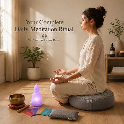 Meditation Cushion Set with Buckwheat Zafu Pillow, Meditation Starter Kit