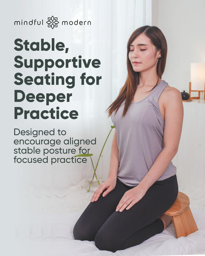 Folding Meditation Bench - Bamboo Kneeling Stool with Locking Magnetic Hinges - Portable Cross Legged Folding Seiza Chair w/Travel Bag