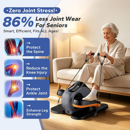 Under Desk Elliptical Machine, Ellipse Leg Exerciser As Seen On Tv While Sitting for Seniors, Pedal Exerciser with 15 Level Adjustable Resistance & 5 Auto Mode Fully Assembled Home Office