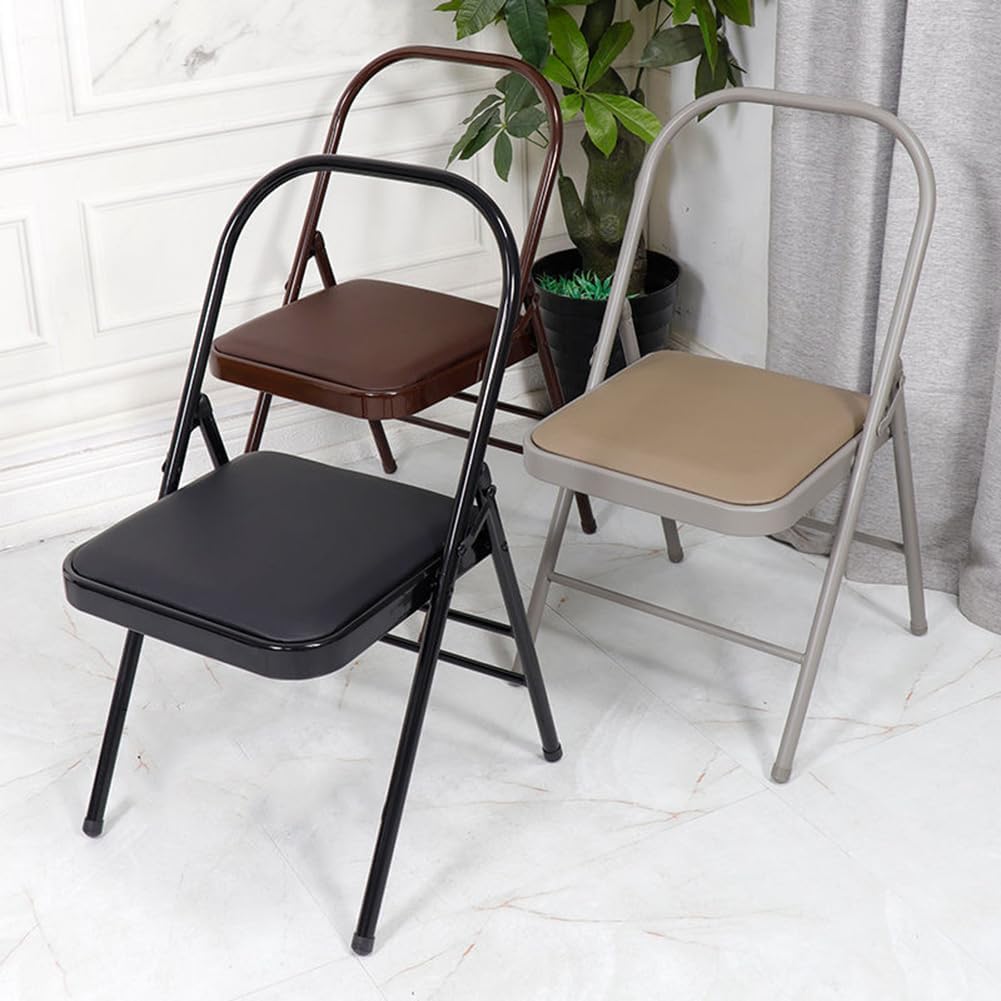 Foldable Yoga Auxiliary Chair,Backless Yoga Chair Yoga Practice Balance Chair Foldable Balance Handstand Training Tool for Yoga Studios,Outdoor Spaces,Grey