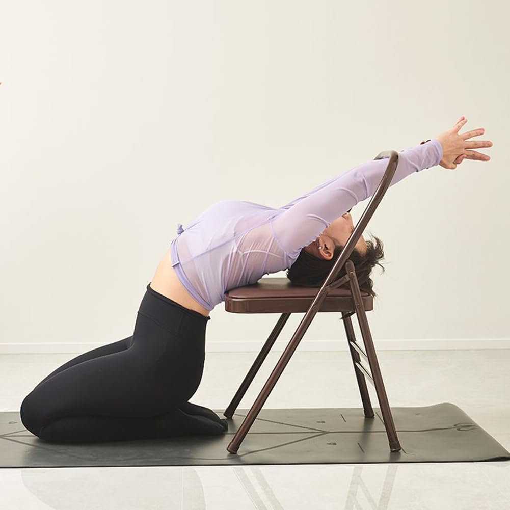 Foldable Yoga Auxiliary Chair,Backless Yoga Chair Yoga Practice Balance Chair Foldable Balance Handstand Training Tool for Yoga Studios,Outdoor Spaces,Grey