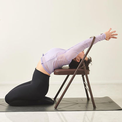 Foldable Yoga Auxiliary Chair,Backless Yoga Chair Yoga Practice Balance Chair Foldable Balance Handstand Training Tool for Yoga Studios,Outdoor Spaces,Grey
