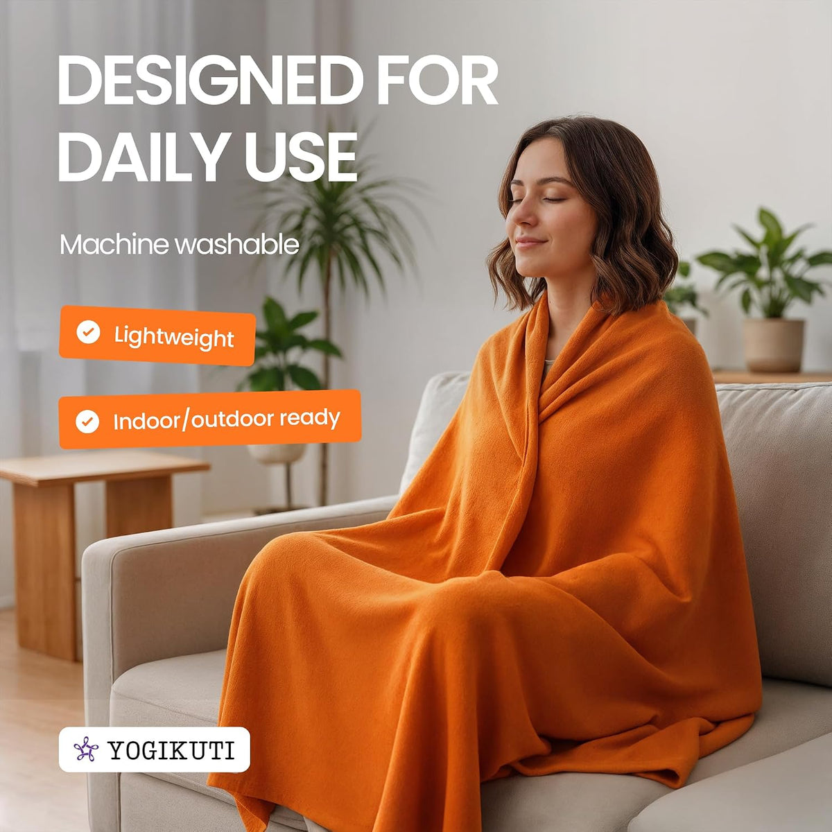 Iyengar Cotton Yoga Blanket Set of Four- Thick Handwoven Yoga Blankets for Restorative Yoga Meditation & Pranayama- Premium Cotton Yoga Blanket for Support & Comfort in Iyengar Yoga (Orange)