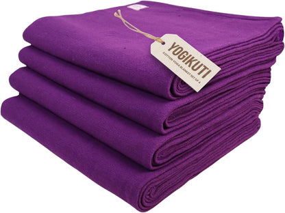 Iyengar Cotton Yoga Blanket Set of Four- Thick Handwoven Yoga Blankets for Restorative Yoga Meditation & Pranayama- Premium Cotton Yoga Blanket for Support & Comfort in Iyengar Yoga (Orange)
