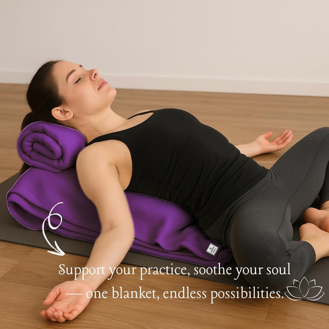 Iyengar Cotton Yoga Blanket Set of Four- Thick Handwoven Yoga Blankets for Restorative Yoga Meditation & Pranayama- Premium Cotton Yoga Blanket for Support & Comfort in Iyengar Yoga (Orange)