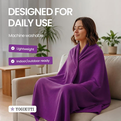Iyengar Cotton Yoga Blanket Set of Four- Thick Handwoven Yoga Blankets for Restorative Yoga Meditation & Pranayama- Premium Cotton Yoga Blanket for Support & Comfort in Iyengar Yoga (Orange)