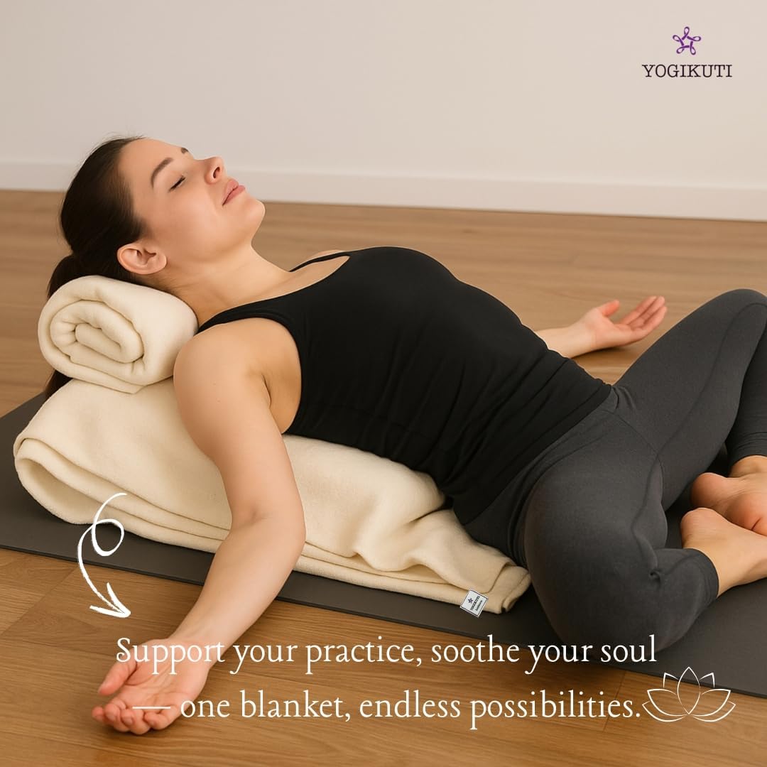 Iyengar Cotton Yoga Blanket Set of Four- Thick Handwoven Yoga Blankets for Restorative Yoga Meditation & Pranayama- Premium Cotton Yoga Blanket for Support & Comfort in Iyengar Yoga (Orange)