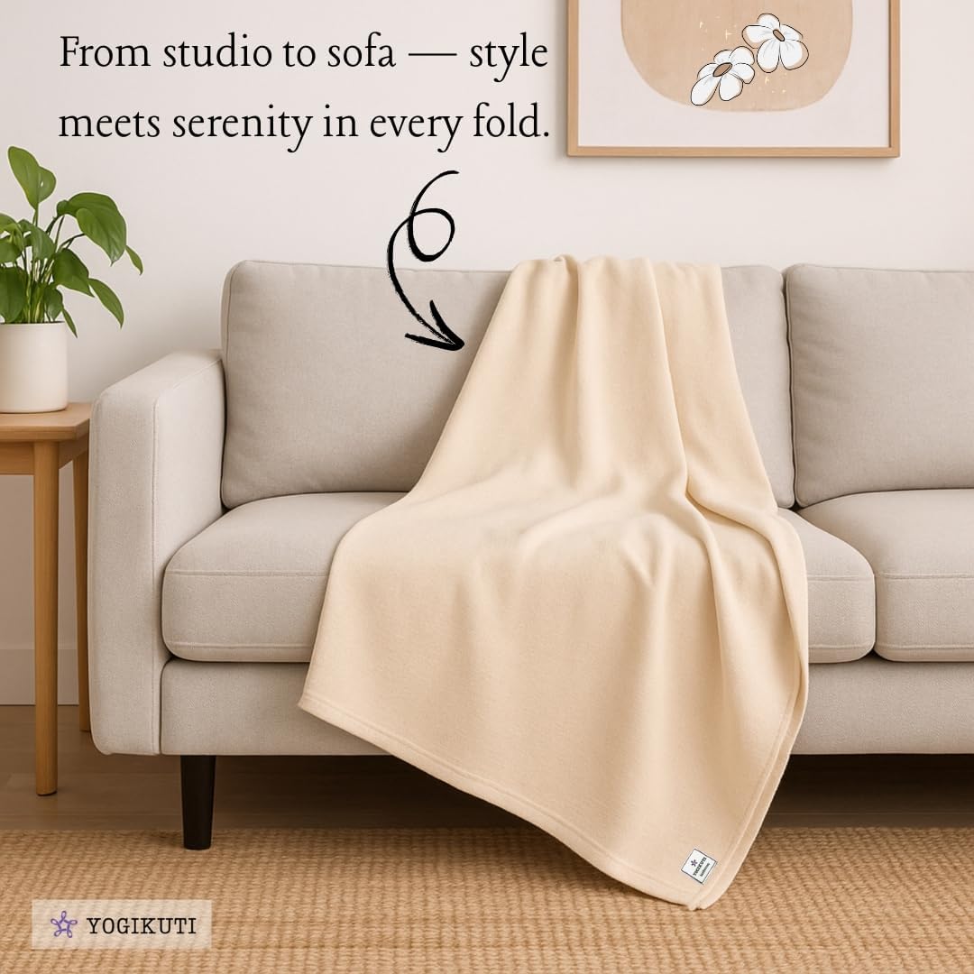 Iyengar Cotton Yoga Blanket Set of Four- Thick Handwoven Yoga Blankets for Restorative Yoga Meditation & Pranayama- Premium Cotton Yoga Blanket for Support & Comfort in Iyengar Yoga (Orange)
