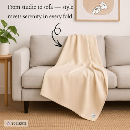 Iyengar Cotton Yoga Blanket Set of Four- Thick Handwoven Yoga Blankets for Restorative Yoga Meditation & Pranayama- Premium Cotton Yoga Blanket for Support & Comfort in Iyengar Yoga (Orange)