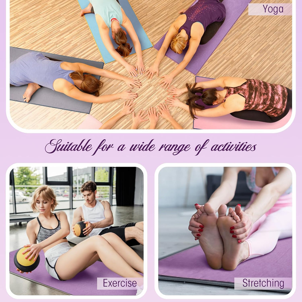 Yoga Towel 4 Pack, Hot Yoga Towel 72" x 24" Non Slip, Colorful