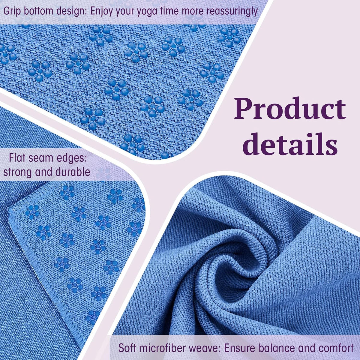 Yoga Towel 4 Pack, Hot Yoga Towel 72" x 24" Non Slip, Colorful
