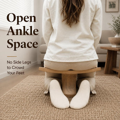 Seiza stool，Kneeling stool for meditation，Single Pedestal Meditation Stool for Ankle Space, Solid Ash Wood Ergonomic Seiza Chair for Yoga & Zen, Posture Support Seat, No Assembly Meditation Bench