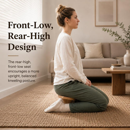 Seiza stool，Kneeling stool for meditation，Single Pedestal Meditation Stool for Ankle Space, Solid Ash Wood Ergonomic Seiza Chair for Yoga & Zen, Posture Support Seat, No Assembly Meditation Bench
