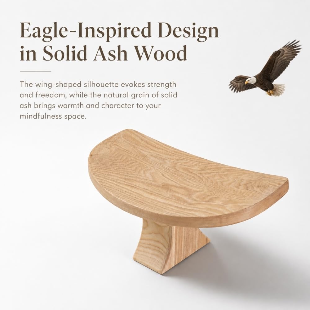 Seiza stool，Kneeling stool for meditation，Single Pedestal Meditation Stool for Ankle Space, Solid Ash Wood Ergonomic Seiza Chair for Yoga & Zen, Posture Support Seat, No Assembly Meditation Bench
