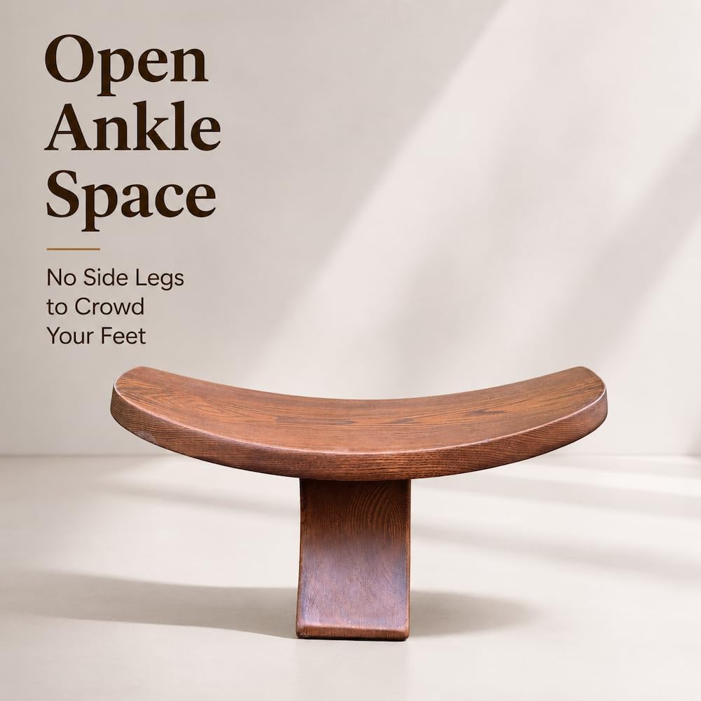 Seiza stool，Kneeling stool for meditation，Single Pedestal Meditation Stool for Ankle Space, Solid Ash Wood Ergonomic Seiza Chair for Yoga & Zen, Posture Support Seat, No Assembly Meditation Bench