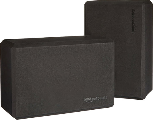 Non-Slip Yoga Blocks, Set of 2, Deepen Poses, 4" x 9" x 6", Black