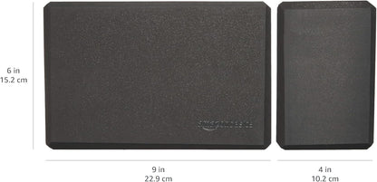 Non-Slip Yoga Blocks, Set of 2, Deepen Poses, 4" x 9" x 6", Black