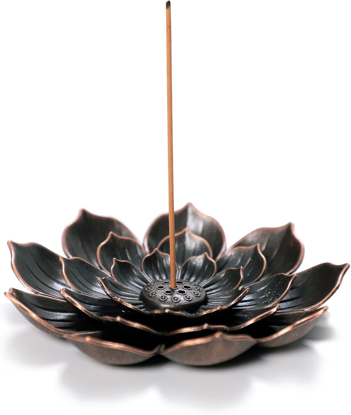 Incense Burner, Incense Holder for Sticks, Brass Lotus Incense Stick Holder and Detachable Ash Catcher
