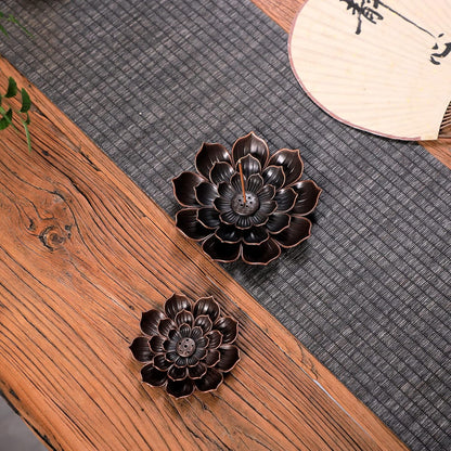 Incense Burner, Incense Holder for Sticks, Brass Lotus Incense Stick Holder and Detachable Ash Catcher
