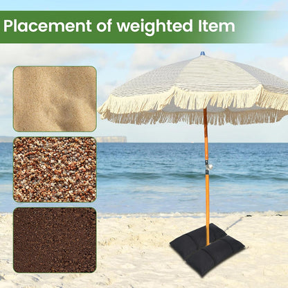 Umbrella Base Weights Sand Bags, 2 x 55LBS Fillable Sandbags for Outdoor Umbrella Stands, Cantilever Umbrellas, Trampolines, Patio Furniture, Garden Backyard Poolside Accessories Black (Without Sand)