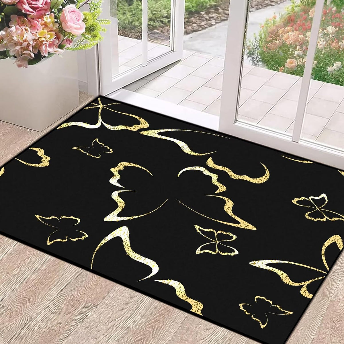 5' X 7' Queen and King Rug Black Grey Area Rugs Dining Living Room Bedroom Kitchen Office Yoga Room Washable Floor Mat Doormats Throw Rug Carpet Room Decor