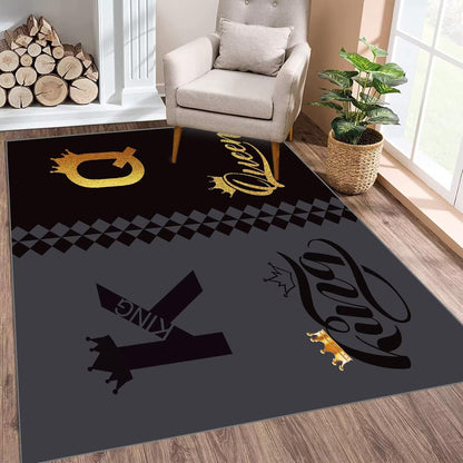 5' X 7' Queen and King Rug Black Grey Area Rugs Dining Living Room Bedroom Kitchen Office Yoga Room Washable Floor Mat Doormats Throw Rug Carpet Room Decor
