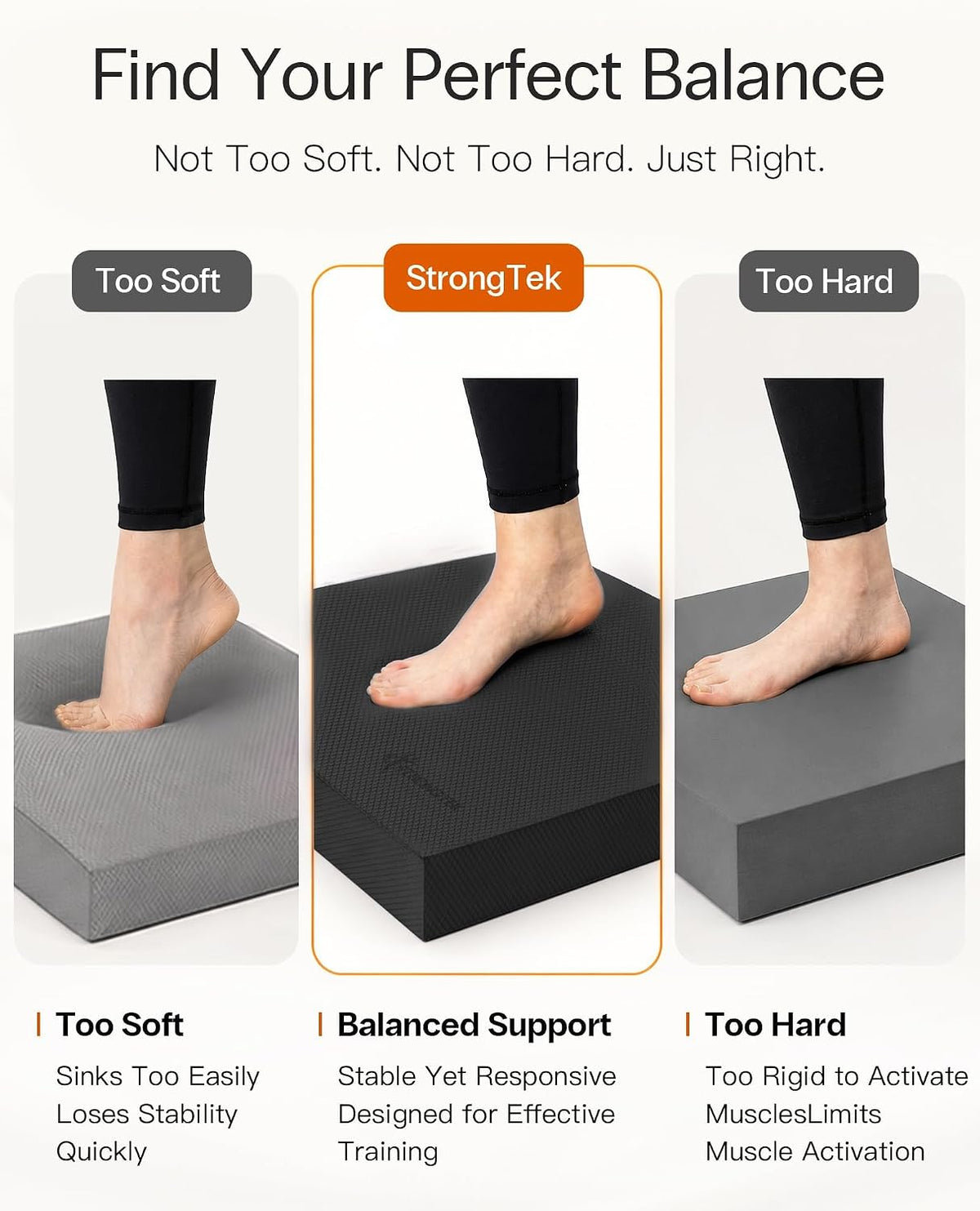 Foam Balance Pad, High-Density TPE, 15.8 x 13 x 2 in, Non-Slip