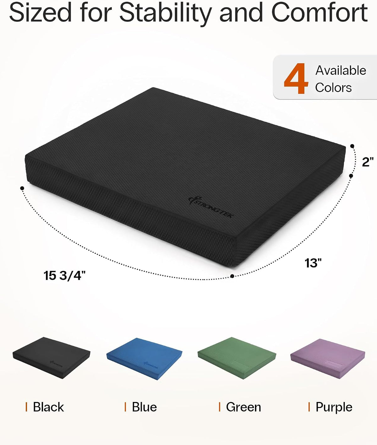 Foam Balance Pad, High-Density TPE, 15.8 x 13 x 2 in, Non-Slip